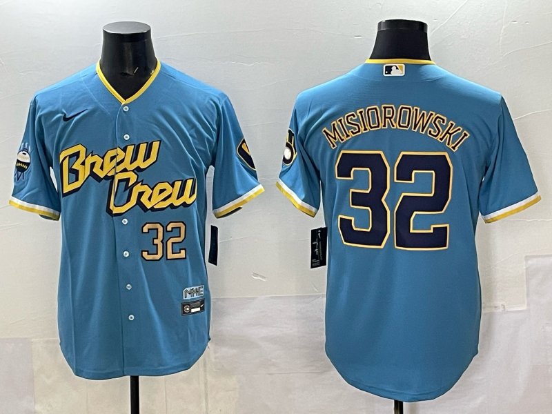 Men Milwaukee Brewers #32 Misiorowski blue Nike MLB 2025 jersey 003